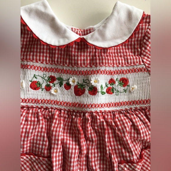 Vintage BT Kids Smocked Strawberry Romper - Picture 2 of 6